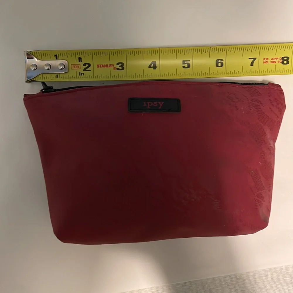 Ipsy red lace Halloween bat zipper make up bag